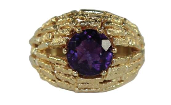 Damenring 14k Gelbgold Amethyst. - Foto 1