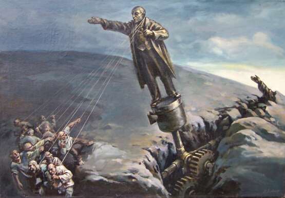 Ölgemälde „Perestroika“, Leinwand, Ölfarbe, Sozialistischer Realismus, Historisches, Ukraine, 1990 - Foto 1