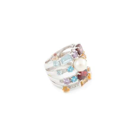 RING MIT MULTICOLOR-EDELSTEINBESATZ UND PERLE - photo 2