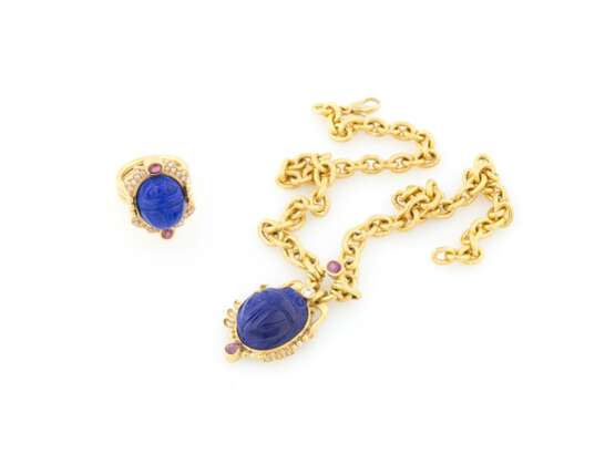 SCHMUCK-SET MIT LAPISLAZULI UND EDELSTEINBESATZ 'HILZ' - фото 1