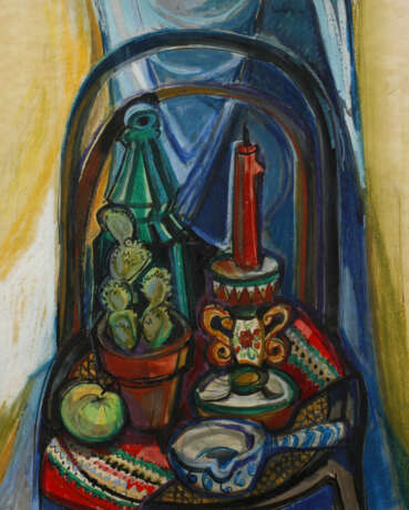 Rudolf Lühr, Stillleben mit Kaktus und Kerze - фото 1
