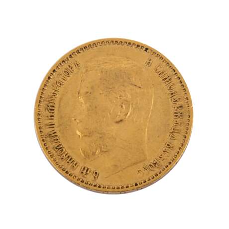 Russland/Gold - 5 Rubel 1897/r, Nikolaus II., ss., Kerbe avers, - photo 1