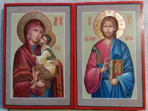 Венчальная пара икон Богородицы и Иисуса Христа.