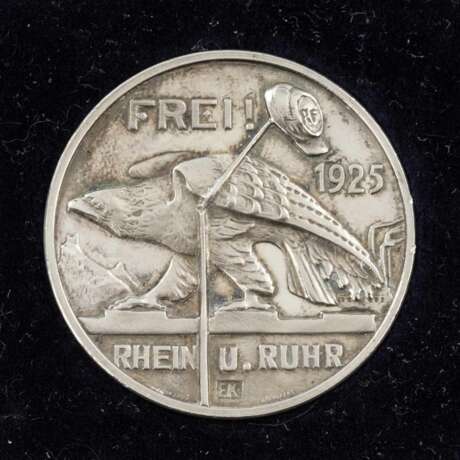 Silbermedaille Weimarer Republik - Auf die Befreiung von Rhein und Rhur von den Franzosen 1925, von C. Lauer, - Foto 1