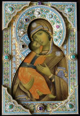 Ikone „Ikone der Gottesmutter Wladimirskaja“, Emaille, Gemischte Technik, Klassizismus, Ukraine, 2019 - Foto 1