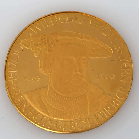 Goldmedaille Bayern, 20. Jahrhundert - 5 Dukaten o.J., auf das bayerische Reinheitsgebot für Bier, Stempel von Karl Roth 1960, - фото 1