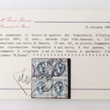 Italien 15 Cent. 1863 König, seltener gestempelter Viererblock, - Foto 2