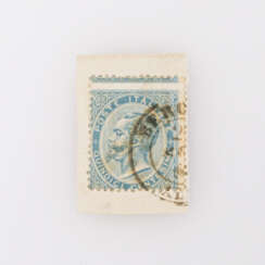 Italien 15 Cent. 1863 König, mit Verzähnung auf Briefstück,