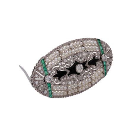Brosche mit Perlen, Smaragden und Diamanten - фото 2