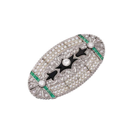 Brosche mit Perlen, Smaragden und Diamanten - Foto 4