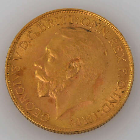 GB / Gold - 1 Sovereign 1928 / SA, George V., etwas besser als sehr schön, leicht fleckig, - фото 1