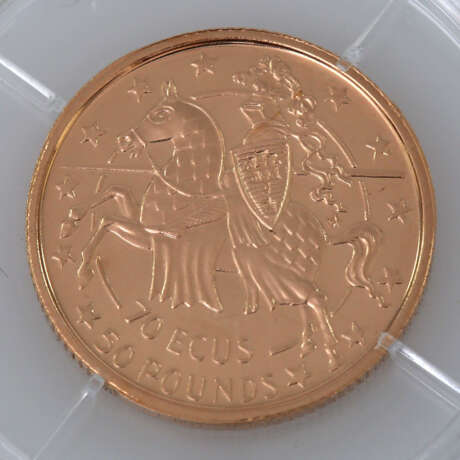 Gibraltar / GOLD - 70 Ecus / 50 Pfund 1991, - фото 2