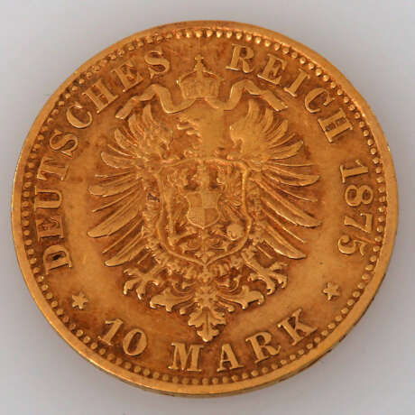 Bayern / GOLD - 10 Mark 1875 D, Ludwig II., - Foto 2