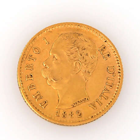 Italien / GOLD - 20 Lire 1882 / R, Umberto I., etwas besser als sehr schön, - Foto 1