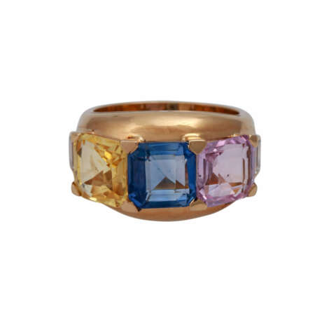 Ring mit 3 Ceylon-Saphiren, zusammen ca. 9,8 ct, - Foto 3