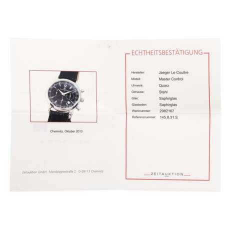 JAEGER-LE COULTRE Master Control, Ref. 145.8.31.S. Armbanduhr. - Foto 6