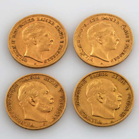 Preussen / GOLD - 4 x 10 Mark Wilhelm I. und Wilhelm II., - Foto 1