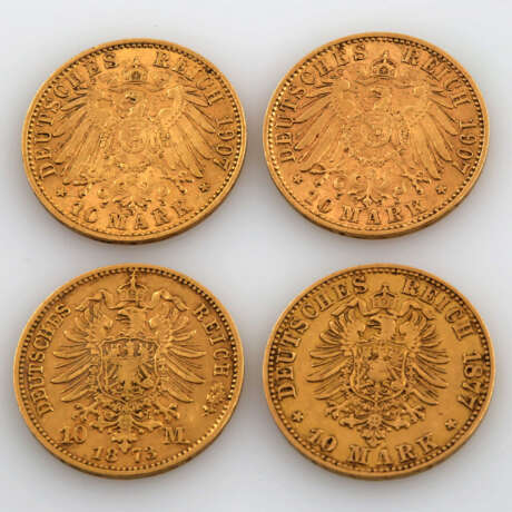 Preussen / GOLD - 4 x 10 Mark Wilhelm I. und Wilhelm II., - Foto 2