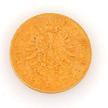 Preussen / Gold - 20 Mark 1884 / A, Wilhelm, sehr schön, leicht berieben, - фото 2