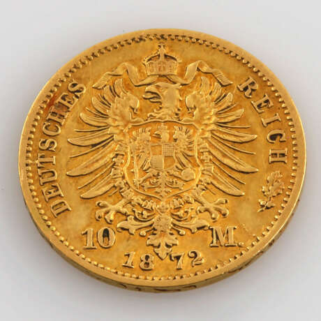 Preussen / GOLD - 10 Mark 1872 B, Wilhelm I., - фото 2