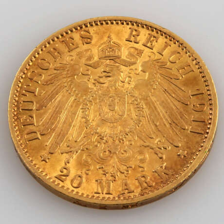 Baden / GOLD - 20 Mark 1911 G, Friedrich II., - photo 2