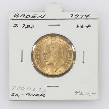 Baden / GOLD - 20 Mark 1914 G, Friedrich II., - фото 1