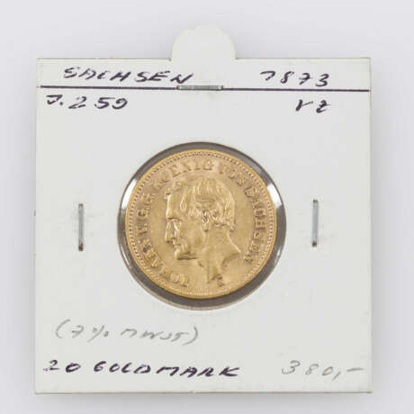 Sachsen / GOLD - 20 Mark 1873 E, Johann, - photo 1