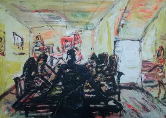 “Black Metting” Canvas Acrylic paint Expressionist Everyday life 2007 - photo 1