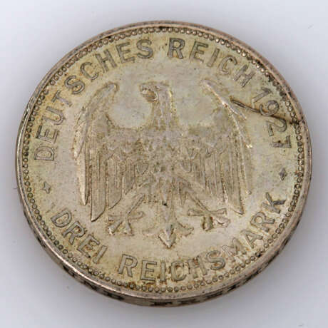 Weimarer Republik - 3 Reichsmark 1927 F, Universität Tübingen, - фото 2