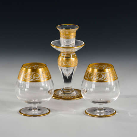 Leuchter und 2 Cognac-Gläser "Thistle Gold" - Foto 1