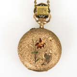 Goldene Damentaschenuhr an Goldkette - фото 2