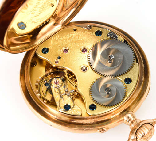 Goldene Taschenuhr an Doublé-Uhrenkette - Foto 3