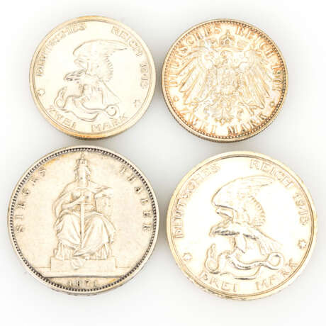 4 Silbermünzen Deutsches Reich - Foto 2