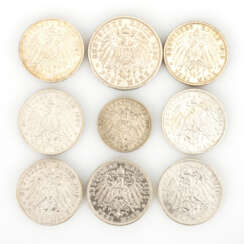 9 preußische Silbermünzen
