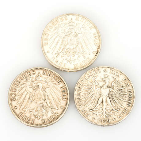 3 Silbermünzen Deutsches Reich - Foto 1