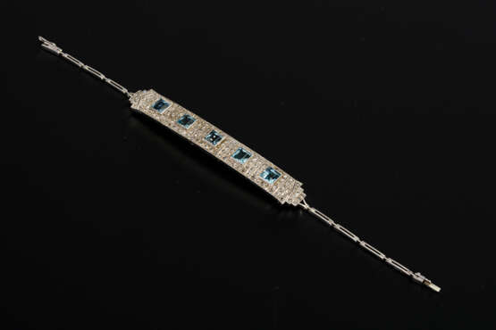 Art-Déco-Armband mit Aquamarinen und Diamantrosen - Foto 4