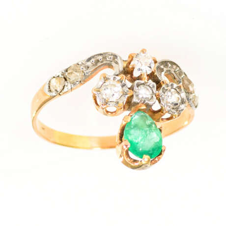 Jugendstil-Ring mit Smaragd und Diamanten - photo 2