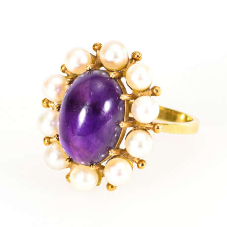 Entourage-Ring mit Amethyst und Zuchtperlen - Foto 1