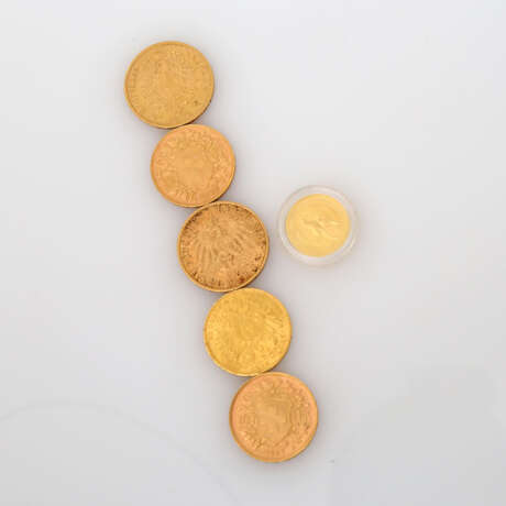 GOLDLOT mit unter anderem 2 x 20 Mark Preussen, ca. 35,12 g fein, - photo 2