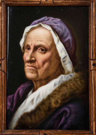 2 Porzellangemälde: Porträt einer alten Dame und eines alten Herren - Foto 2