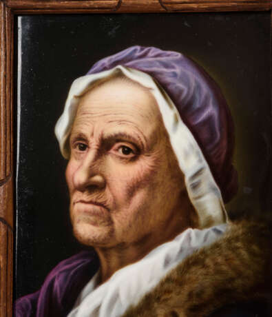 2 Porzellangemälde: Porträt einer alten Dame und eines alten Herren - Foto 5