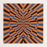 Op-Art-Relief in Orange, Blau und Schwarz - Foto 1
