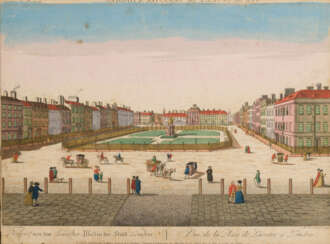 Guckkastenbild mit Ansicht des Leicester Squares in London