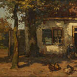 Bäuerin mit Hühnern vor dem Haus - фото 1