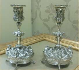  Pair of candlesticks in a neo-Baroque style 