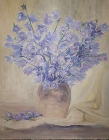 “Blue flowers” Canvas Oil paint Classicism Still life 2019 - photo 1