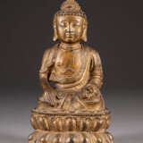 SITZENDER BUDDHA SHAKYAMUNI AUF DOPPELLOTUS - photo 1