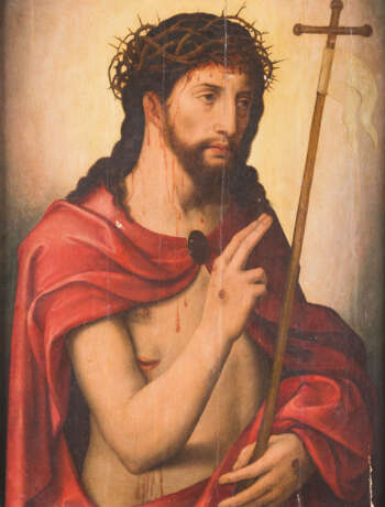 JAN VAN DORNICKE AUCH JAN VAN DOORNIK ODER AUCH JAN MERTENS (MÖGLICHERWEISE AUCH MASTER OF 1518). DER SEGNENDE CHRISTUS - Foto 1