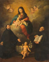 MUTTERGOTTES MIT DEM CHRISTUSKIND FLANKIERT VON DEM HEILIGEN KAJETAN UND DEM HEILGEN GIUSEPPE CALASANZIO SOWIE ENGELN
