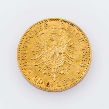 Preussen/Gold - 20 Mark 1888/A, Friedrich, ss+, Patina, - photo 2